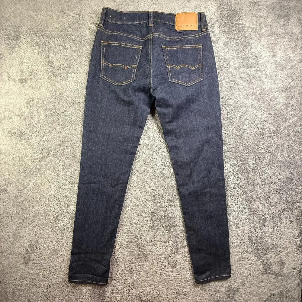 American Eagle Men's Flex Skinny Jeans Dark Wash Denim 29x30 Tapered Leg
